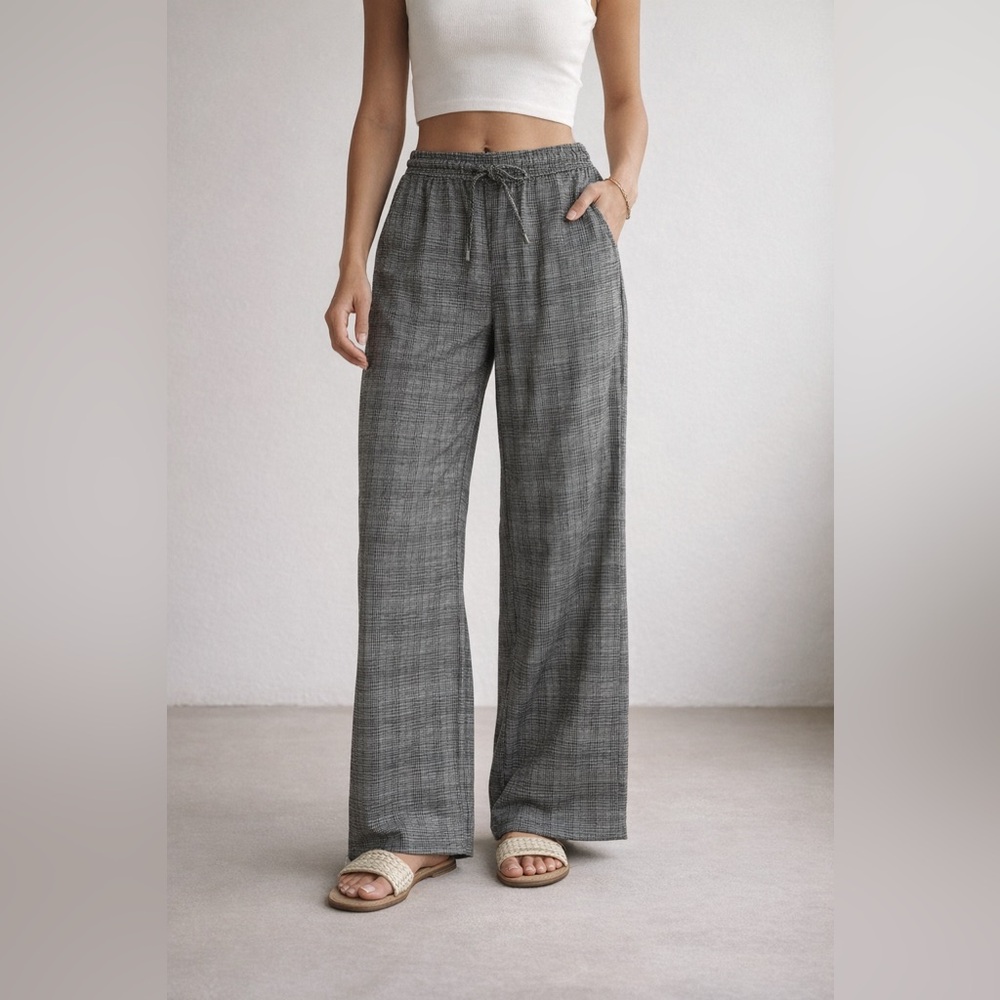 NWT Autres Filles Plaid Wide Leg pull‎ on pant